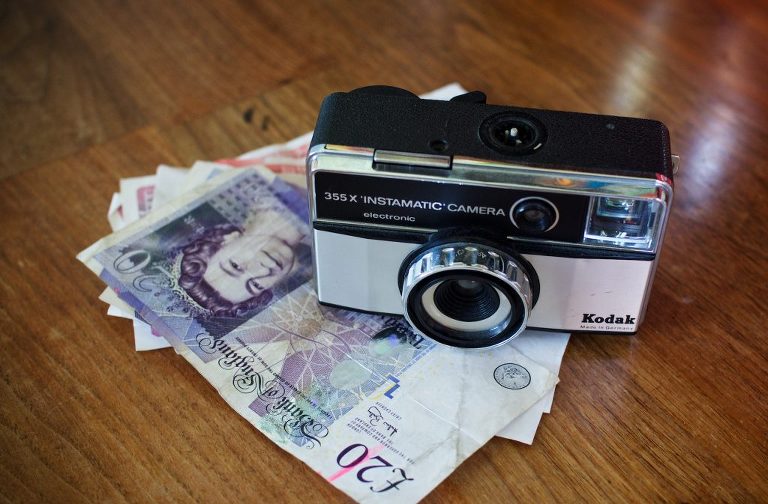 retro camera and money demonstrating value business photography